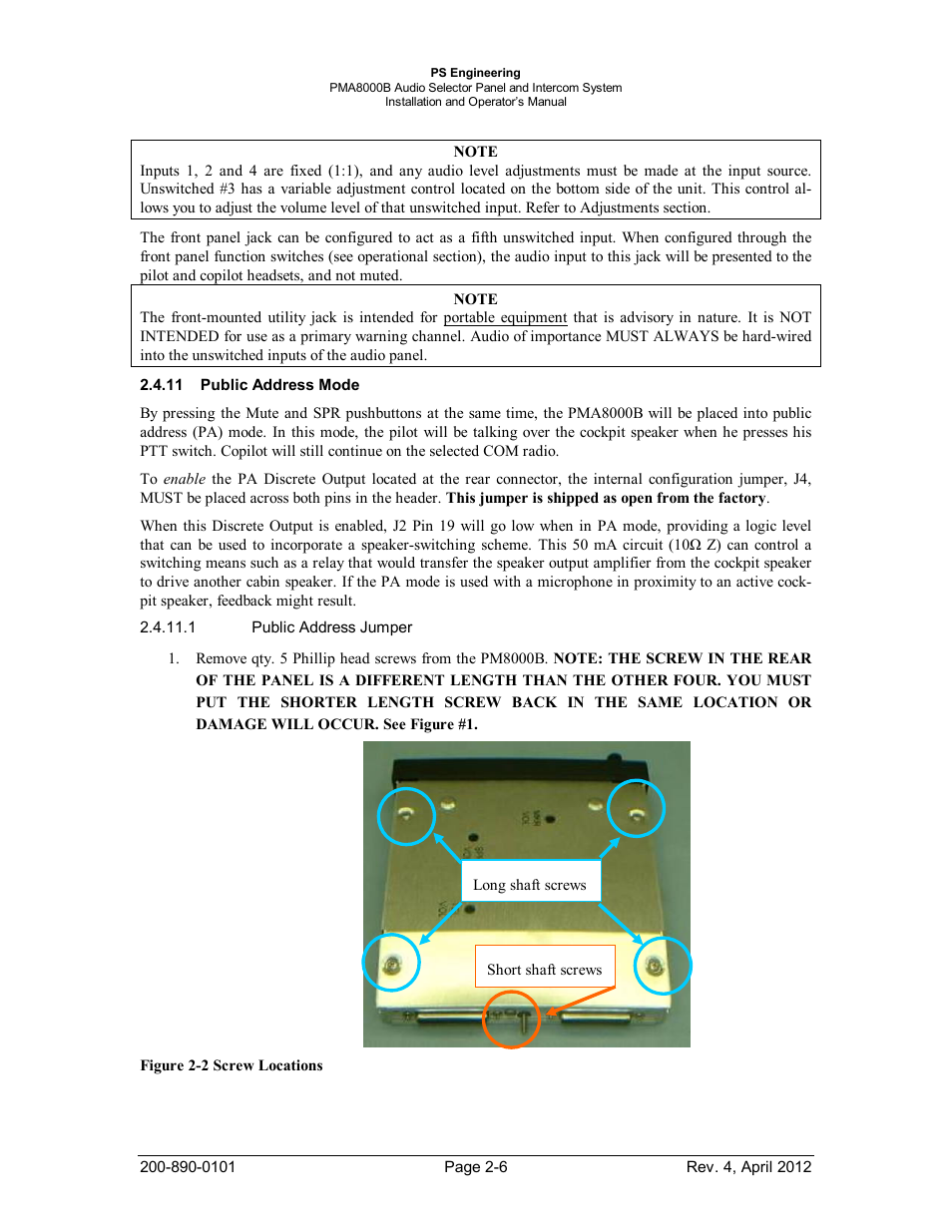Public address mode, Ublic, Ddress | PS Engineering PMA8000B Installation Manual User Manual | Page 13 / 39