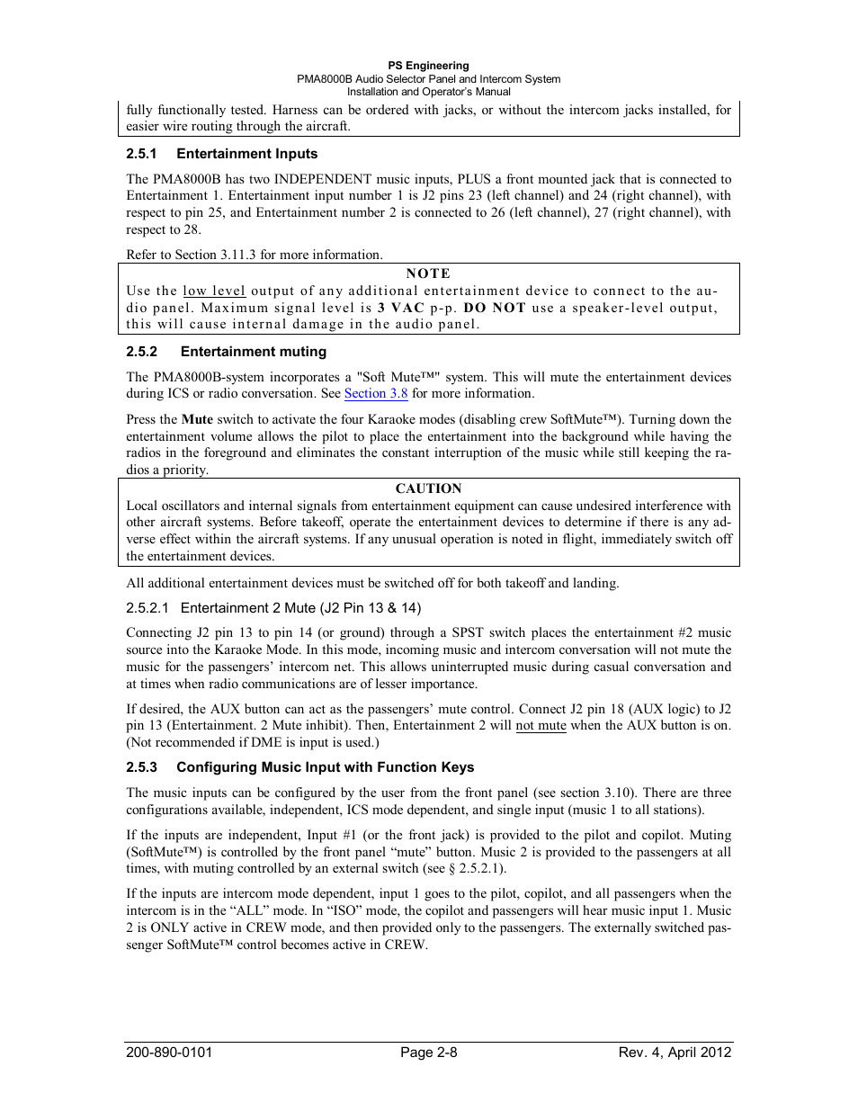 Entertainment inputs, Entertainment muting, Configuring music input with function keys | Ntertainment, Nputs, Ntertainment muting, Onfiguring, Usic, Nput with, Unction | PS Engineering PMA8000B Installation Manual User Manual | Page 15 / 39