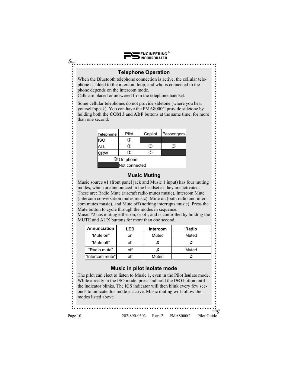 PS Engineering PMA8000C Pilot’s Guide User Manual | Page 10 / 20