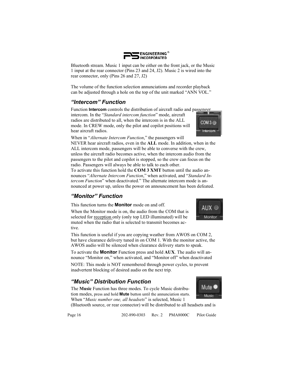 PS Engineering PMA8000C Pilot’s Guide User Manual | Page 16 / 20