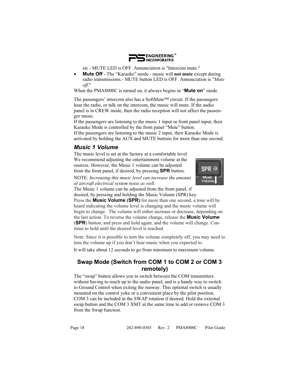 PS Engineering PMA8000C Pilot’s Guide User Manual | Page 18 / 20