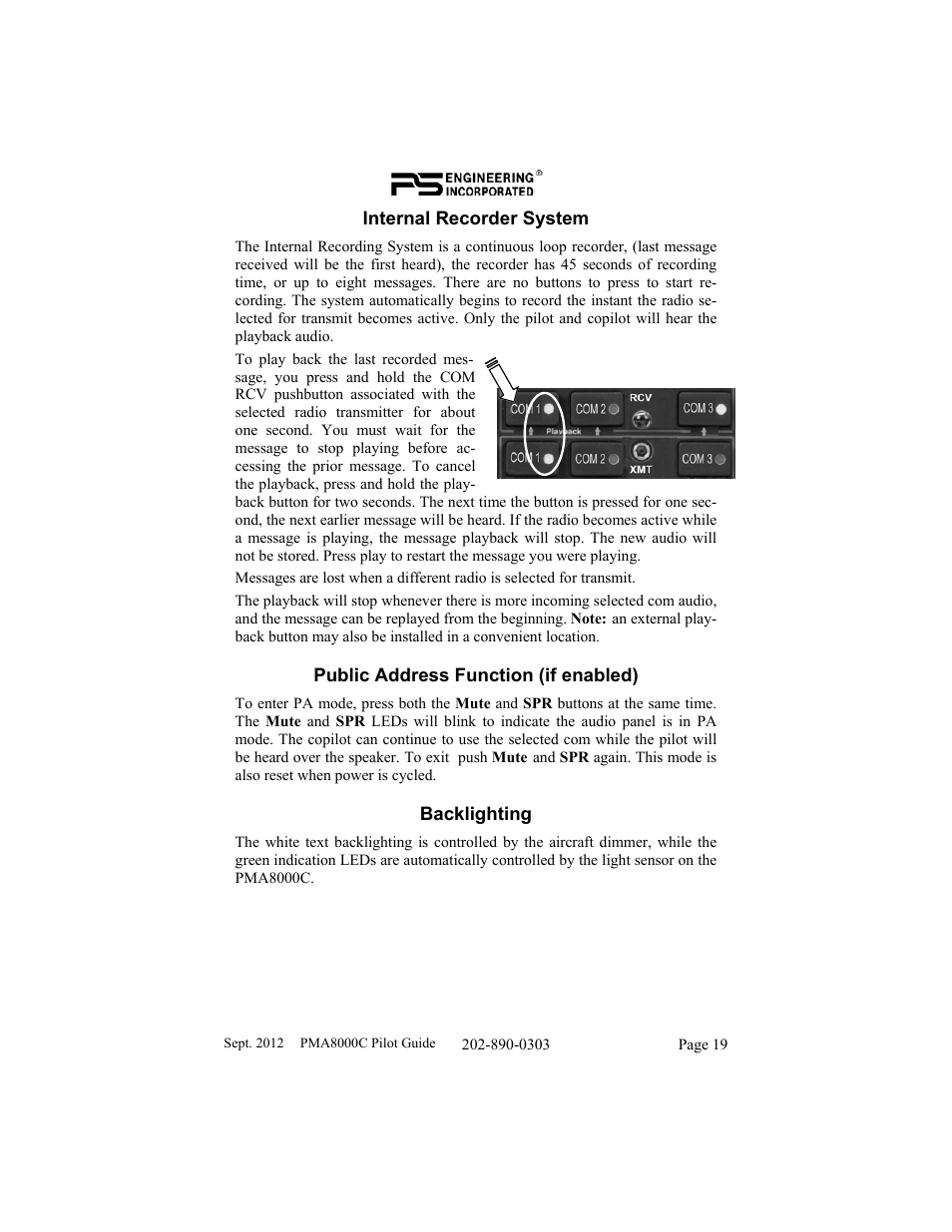 PS Engineering PMA8000C Pilot’s Guide User Manual | Page 19 / 20