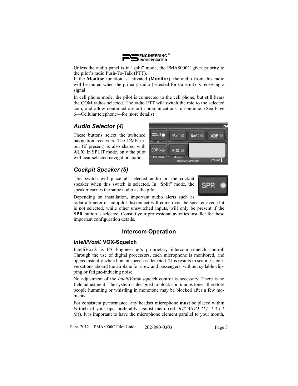 PS Engineering PMA8000C Pilot’s Guide User Manual | Page 3 / 20