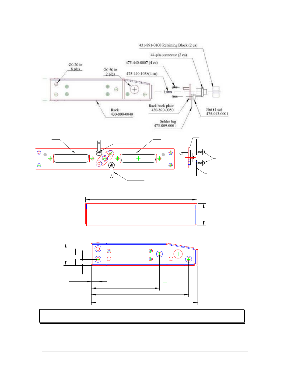 Appendix a – pma8000d installation drawings, J2 j1 viewed from back, Ground lug detail | Rear plate detail (not to scale) | PS Engineering PMA8000D Installation Manual User Manual | Page 38 / 43