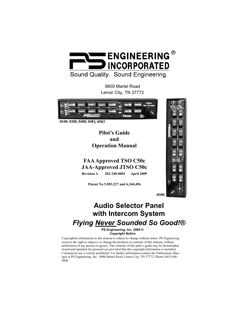 PS Engineering PAC24 Pilot’s Guide User Manual | 12 pages