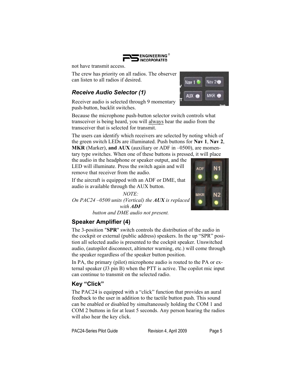 PS Engineering PAC24 Pilot’s Guide User Manual | Page 5 / 12