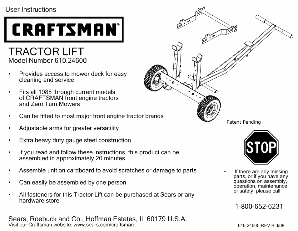 Craftsman 610.24600 User Manual | 13 pages