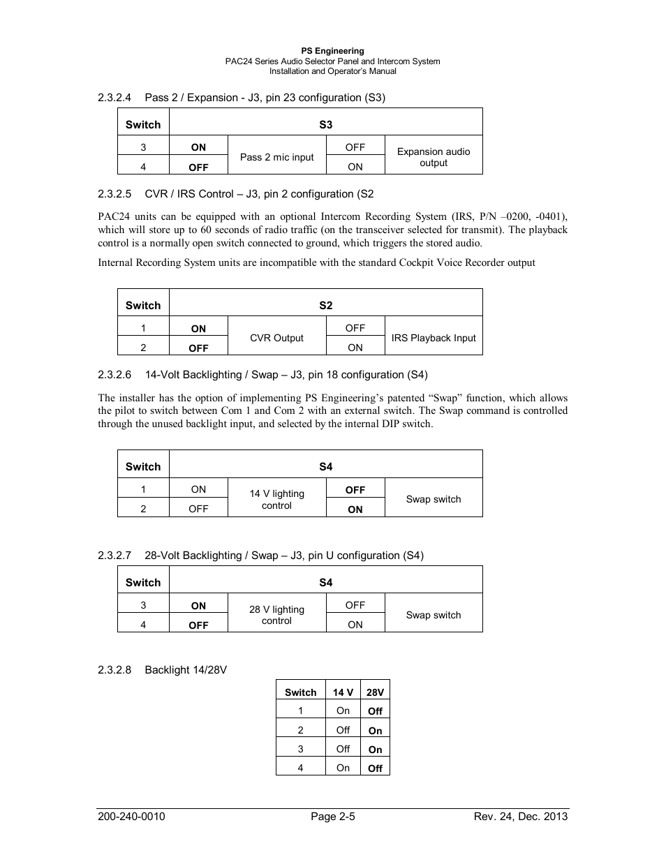 PS Engineering PAC24 Installation Manual User Manual | Page 12 / 41