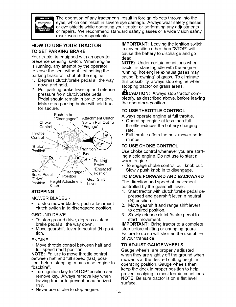 Howto use your tractor | Craftsman 917.276230 User Manual | Page 14 / 60