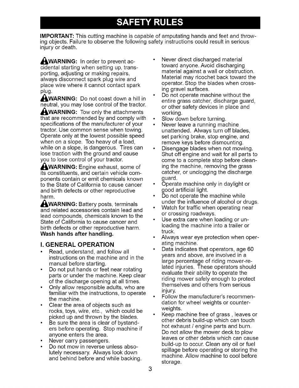 Safety rules | Craftsman 917.276230 User Manual | Page 3 / 60