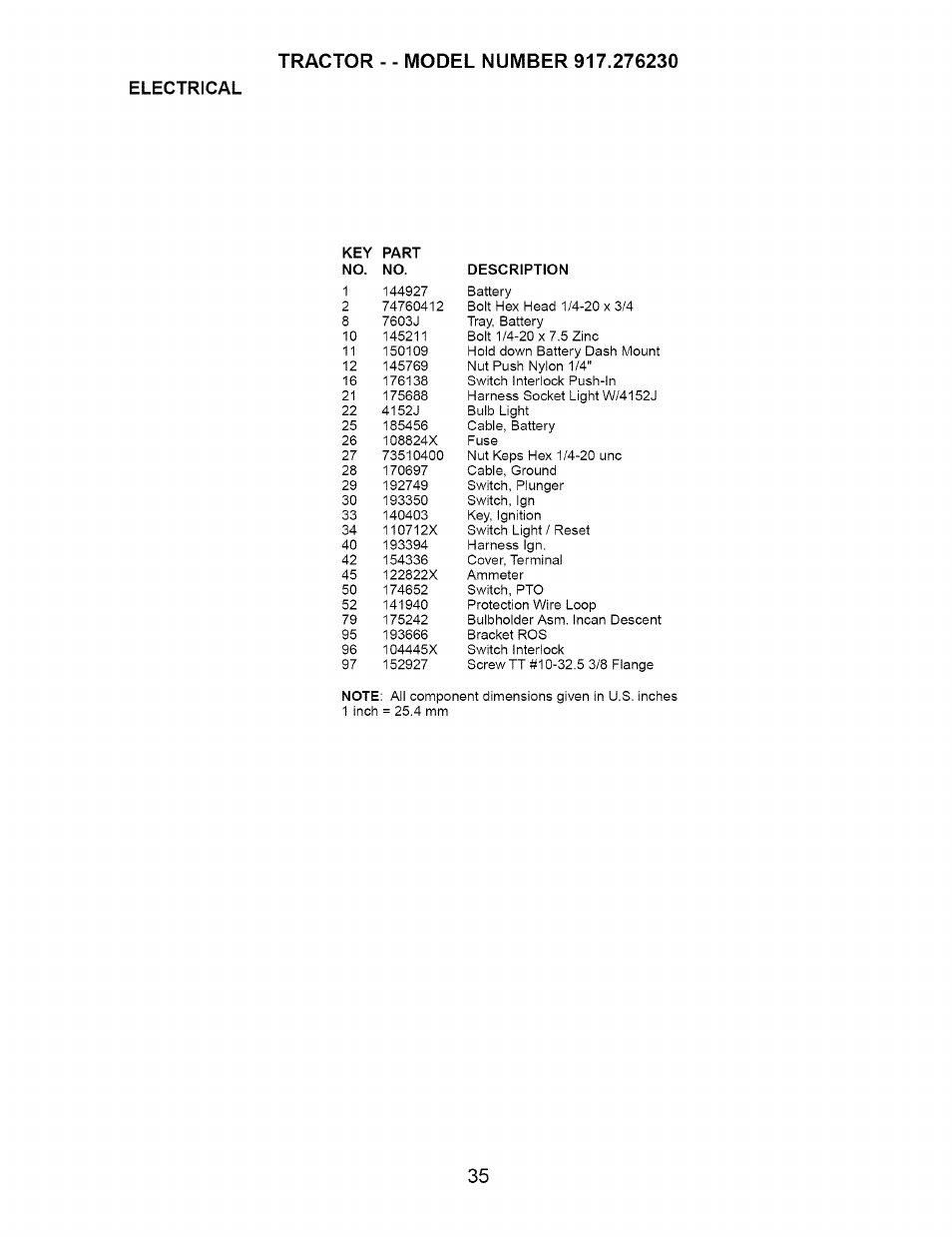 Electrical | Craftsman 917.276230 User Manual | Page 35 / 60