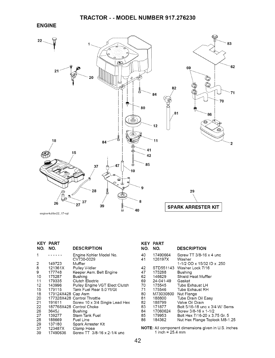 Engine | Craftsman 917.276230 User Manual | Page 42 / 60