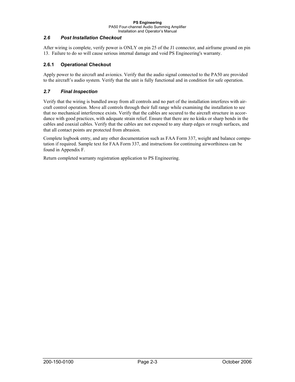 PS Engineering PA50 User Manual | Page 8 / 12