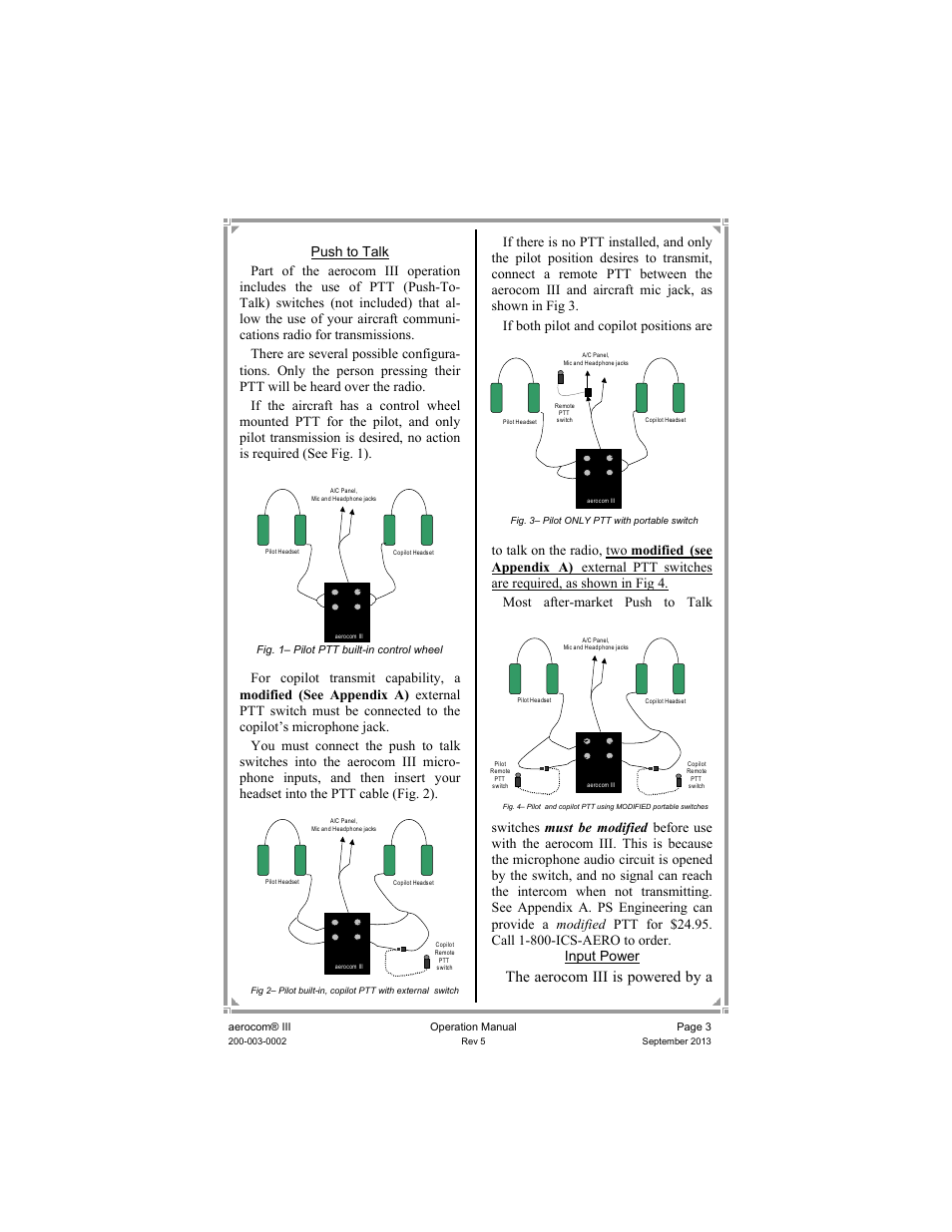 The aerocom iii is powered by a | PS Engineering Aerocom III User Manual | Page 3 / 8