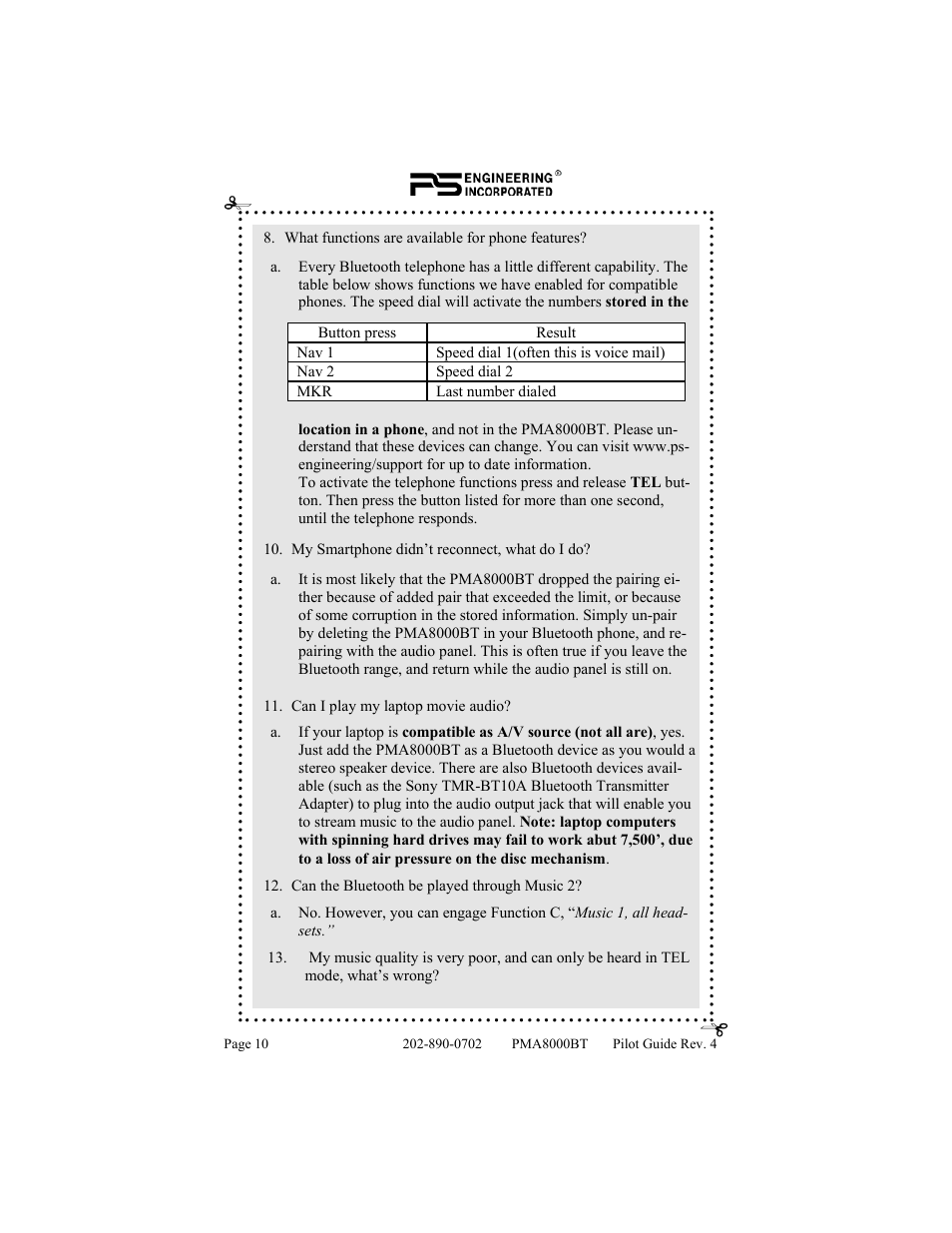 PS Engineering PMA8000BT User Manual | Page 10 / 20