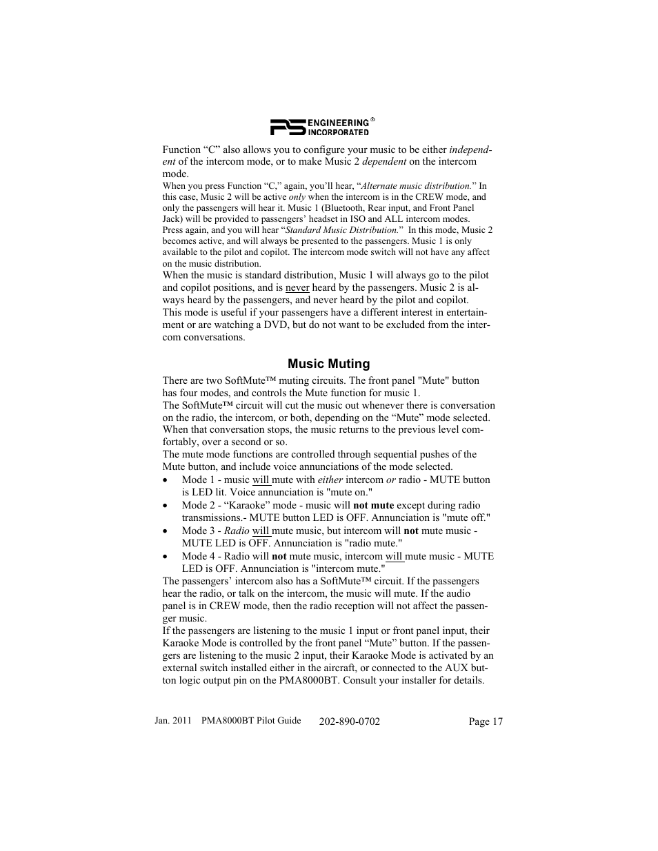 PS Engineering PMA8000BT User Manual | Page 17 / 20