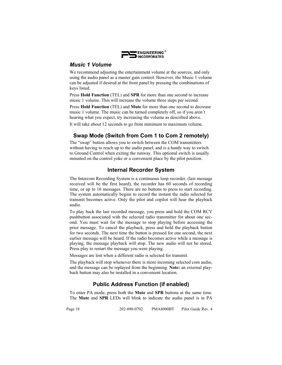 PS Engineering PMA8000BT User Manual | Page 18 / 20