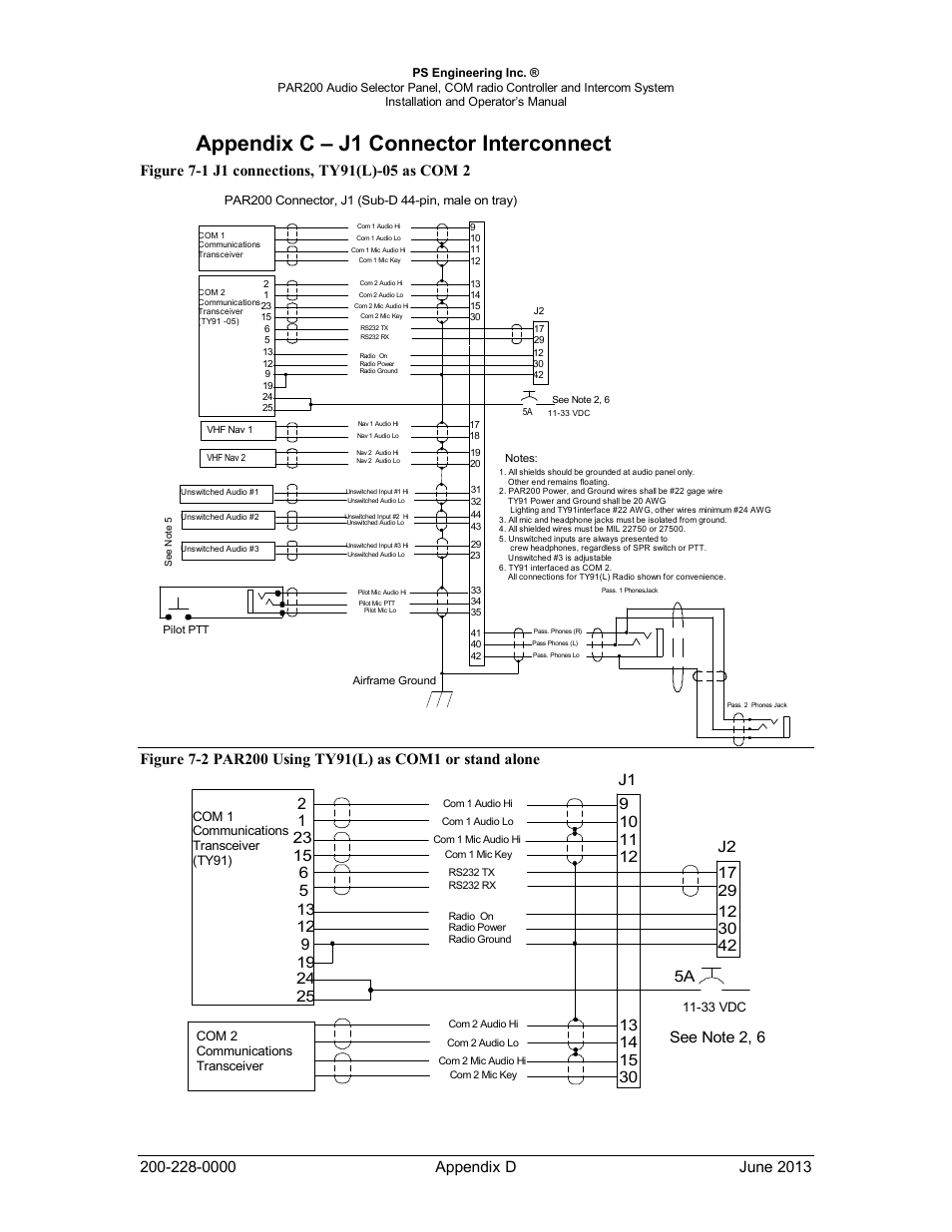 Appendix c – j1 connector interconnect, J1 5a | PS Engineering PAR200 User Manual | Page 39 / 43