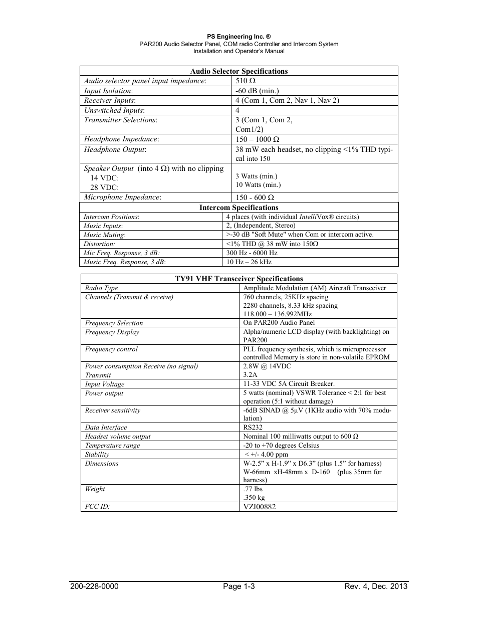 PS Engineering PAR200 User Manual | Page 6 / 43