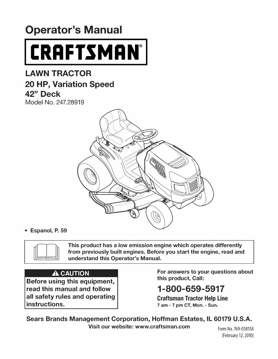 Craftsman 247.28919 User Manual | 92 pages