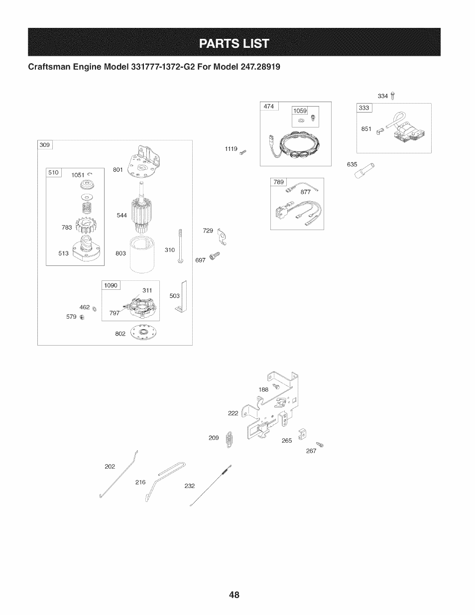 Parts list | Craftsman 247.28919 User Manual | Page 48 / 92