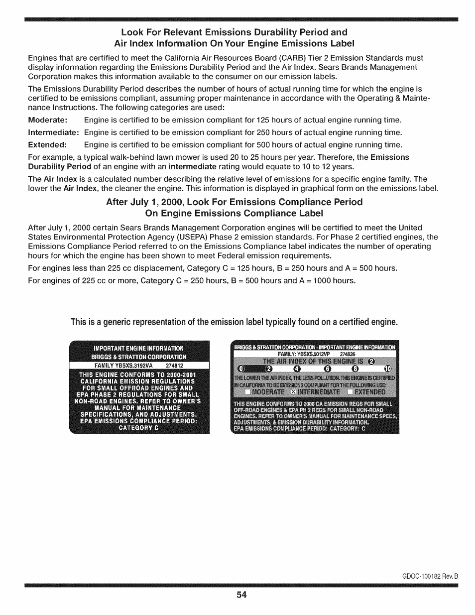 Look for relevant emissions dorabiiity period and, After | Craftsman 247.28919 User Manual | Page 54 / 92