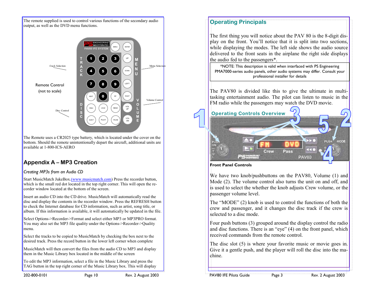 Appendix a – mp3 creation, Operating principals | PS Engineering PAV80 Pilot’s Guide User Manual | Page 3 / 6