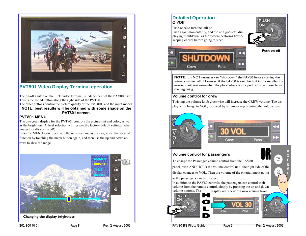 Pvt801 video display terminal operation, Detailed operation | PS Engineering PAV80 Pilot’s Guide User Manual | Page 5 / 6
