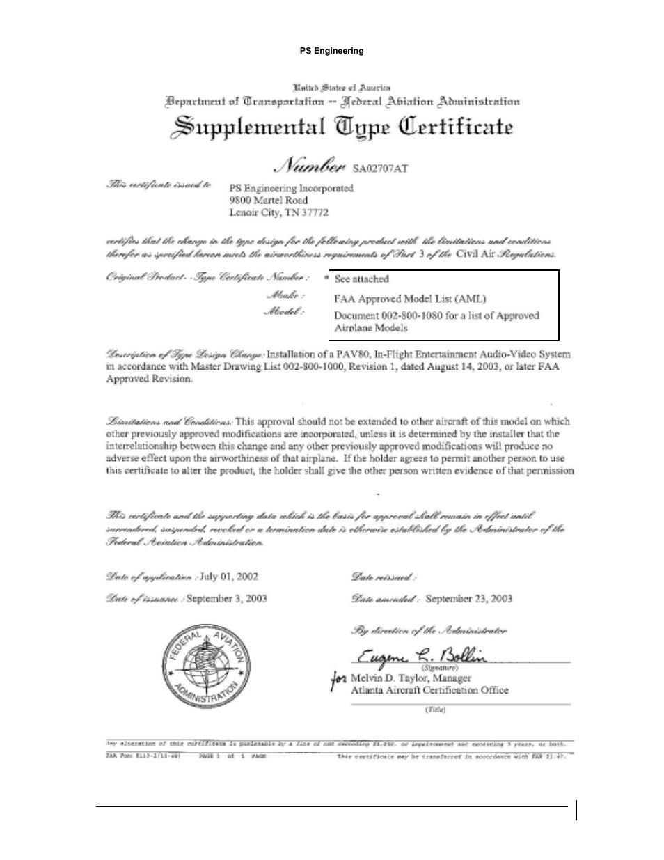 PS Engineering PAV80 Installation Manual User Manual | Page 35 / 36