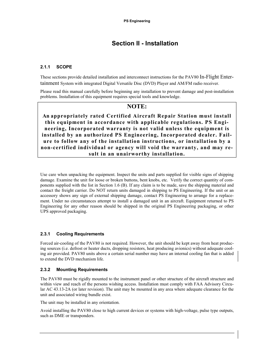 PS Engineering PAV80 Installation Manual User Manual | Page 9 / 36