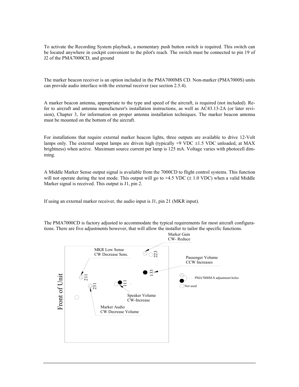 Front of unit | PS Engineering PMA7000CD Installation Manual User Manual | Page 16 / 41
