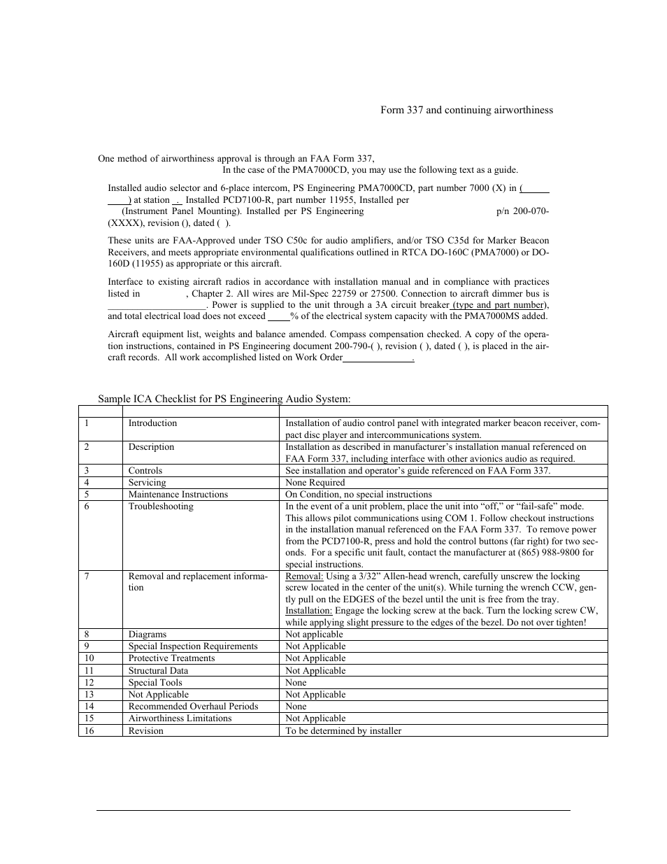 Appendix e- instructions for faa | PS Engineering PMA7000CD Installation Manual User Manual | Page 35 / 41