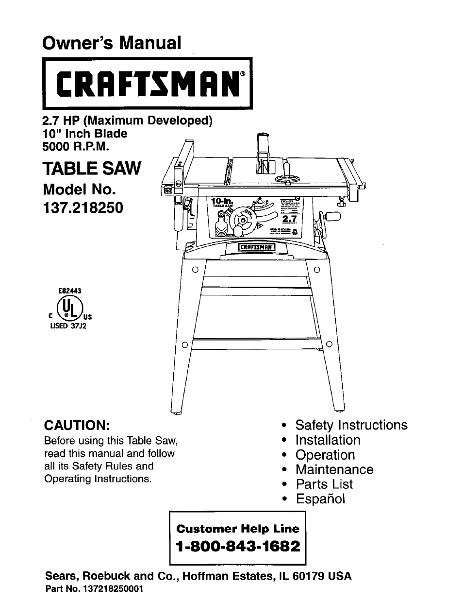 Craftsman 137.218250 User Manual | 36 pages