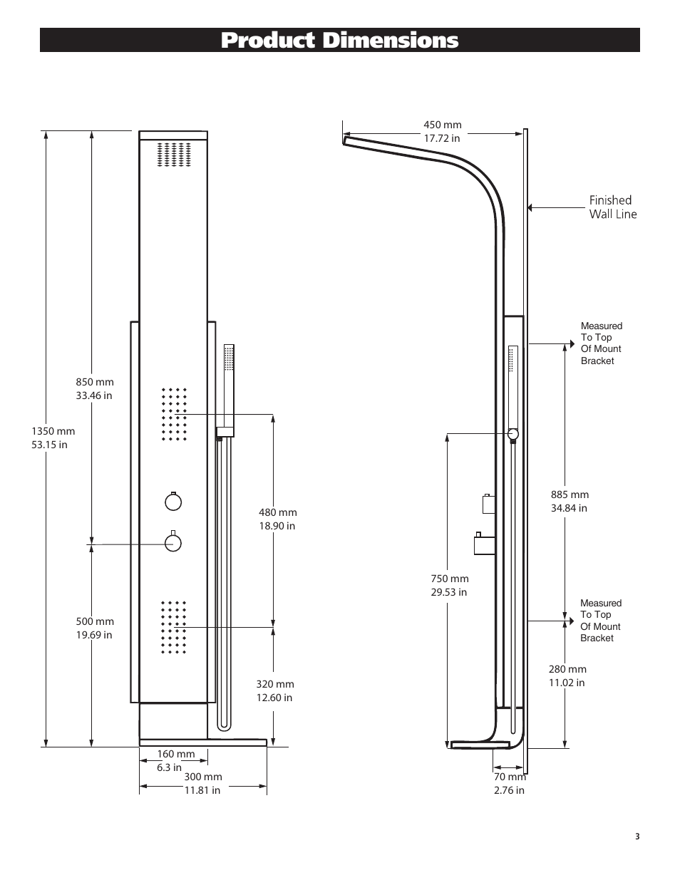 Product dimensions | PULSE ShowerSpas 1047W-CH Mirage User Manual | Page 3 / 8