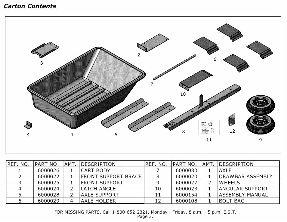 Carton contents | Craftsman 610.24489 User Manual | Page 3 / 11