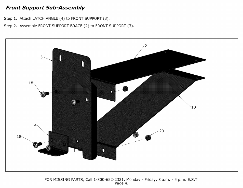 Front support sub-assembly | Craftsman 610.24489 User Manual | Page 4 / 11