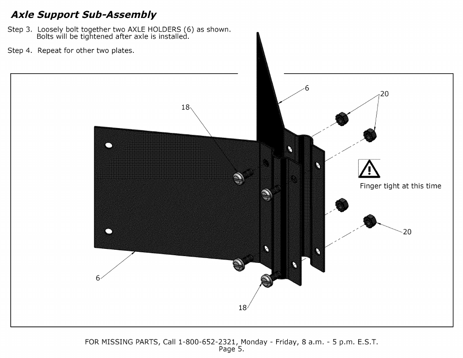 Axle support sub-assembly | Craftsman 610.24489 User Manual | Page 5 / 11