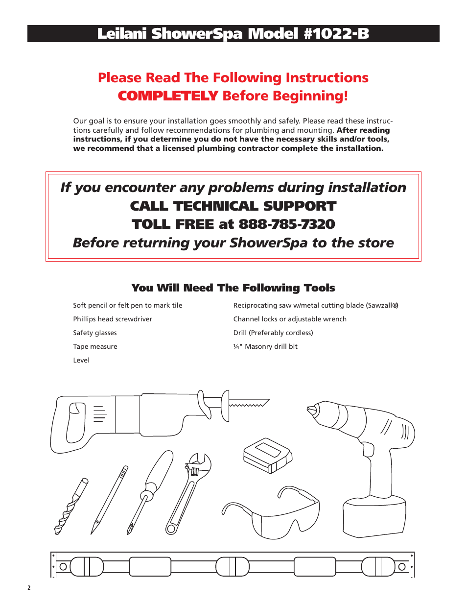 Leilani showerspa model #1022-b | PULSE ShowerSpas 1022-B Leilani User Manual | Page 2 / 8