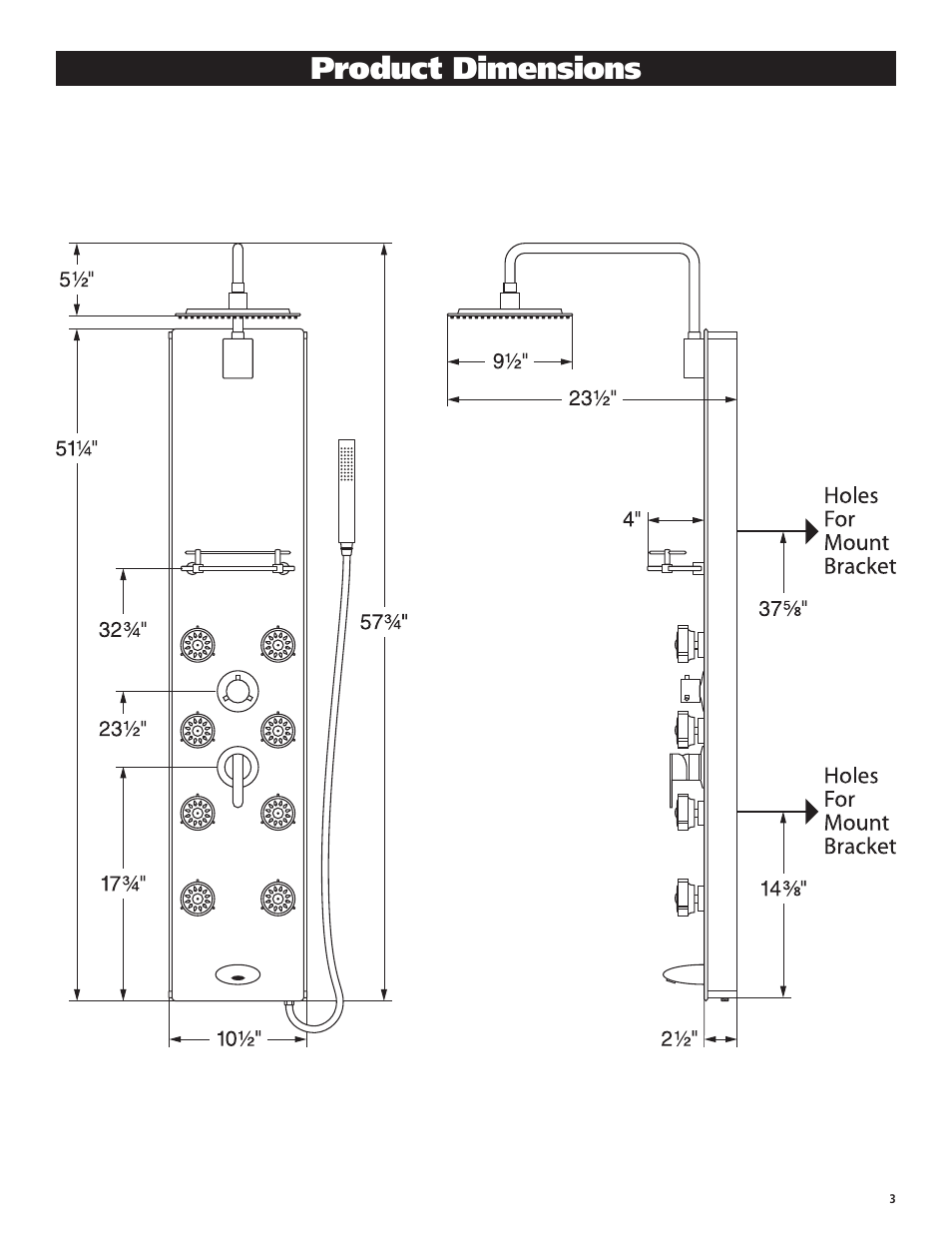 Product dimensions | PULSE ShowerSpas 1015-2 Makena II User Manual | Page 3 / 8