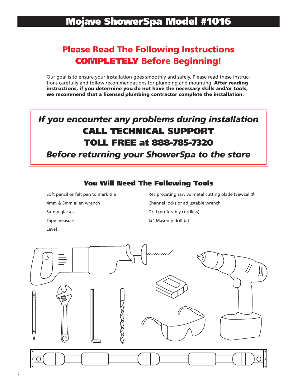 Mojave showerspa model #1016 | PULSE ShowerSpas 1016 Mojave User Manual | Page 2 / 8