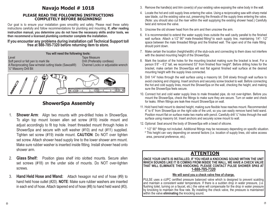 PULSE ShowerSpas 1018 Navajo User Manual | Page 2 / 4