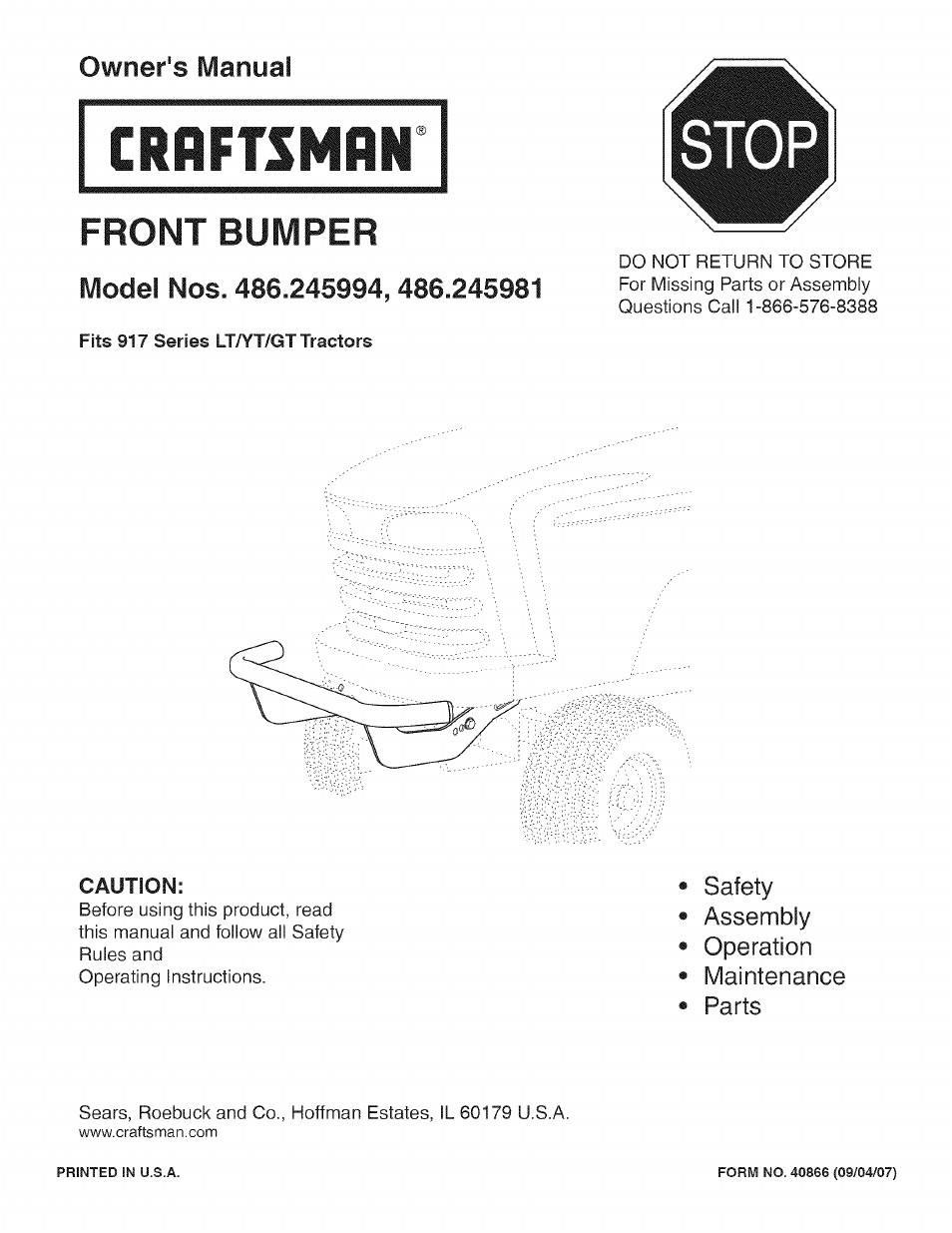 Craftsman 486.245994 User Manual | 8 pages