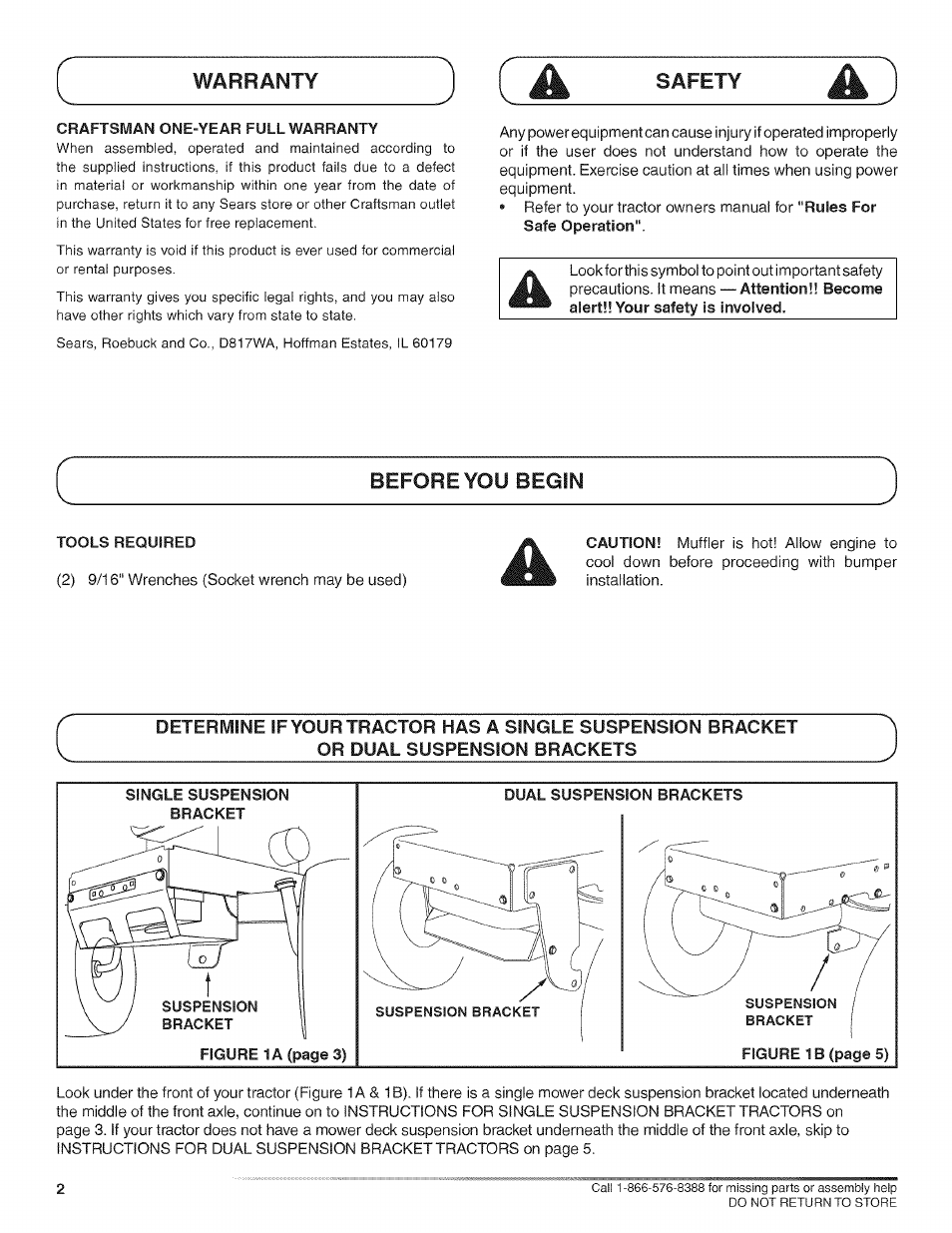 Warranty, Safety, Before you begin | Craftsman 486.245994 User Manual | Page 2 / 8