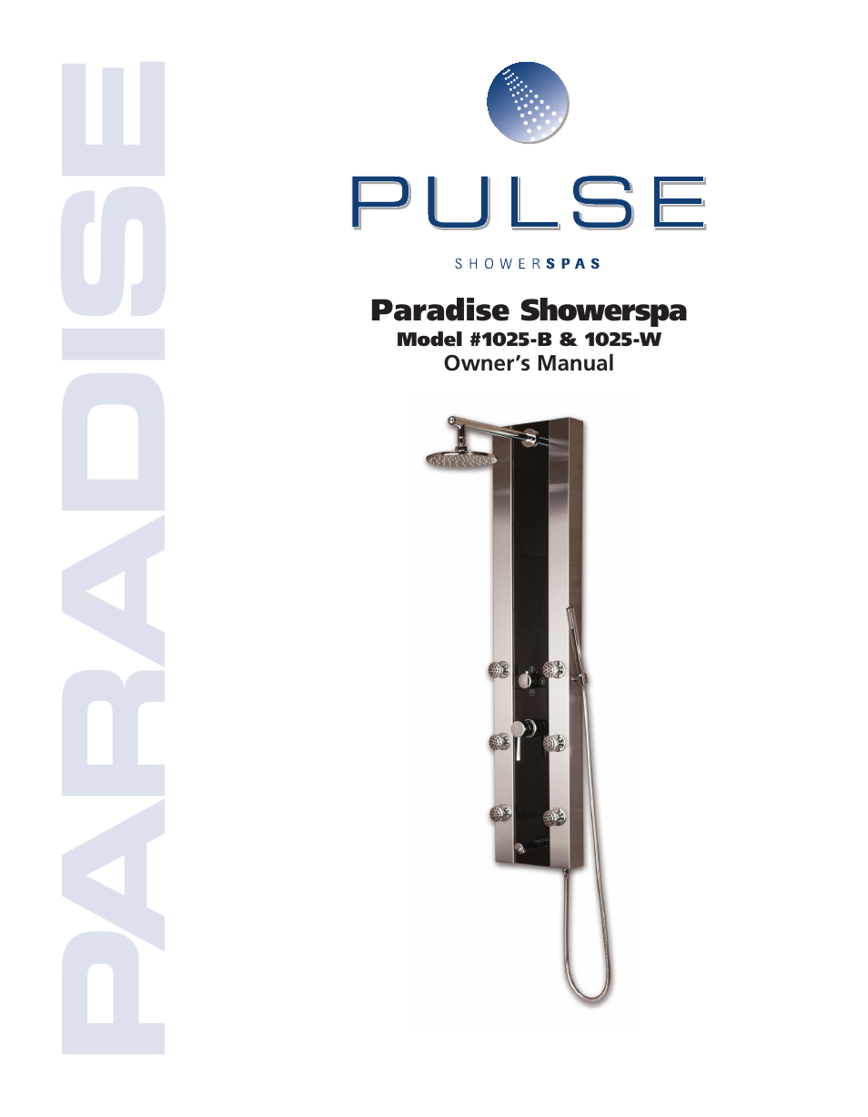PULSE ShowerSpas 1025 Paradise User Manual | 8 pages