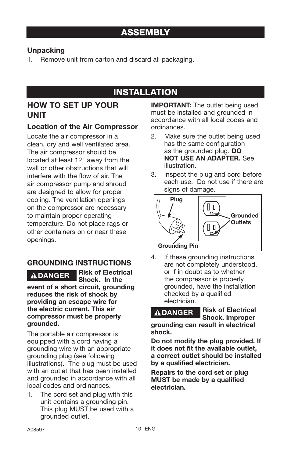 Installation, Assembly, How to set up your unit | Craftsman 919.16644 User Manual | Page 10 / 44