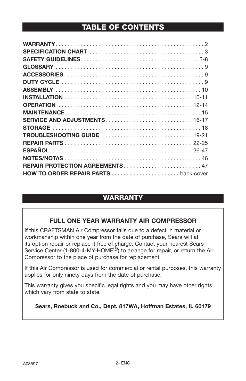 Craftsman 919.16644 User Manual | Page 2 / 44