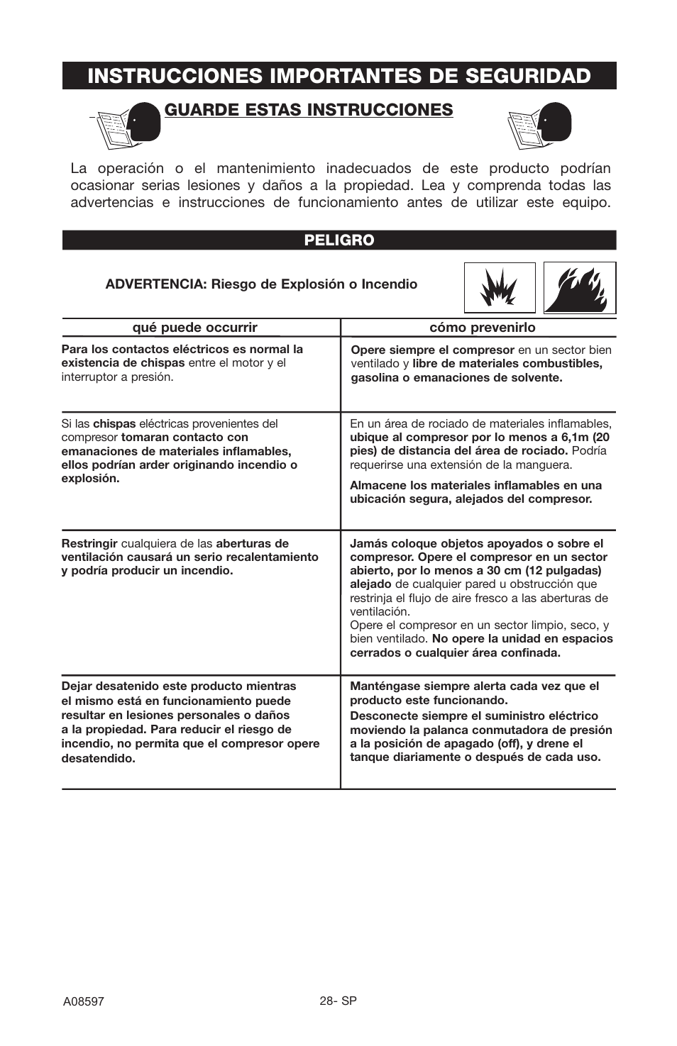 Instrucciones importantes de seguridad, Guarde estas instrucciones, Peligro | Craftsman 919.16644 User Manual | Page 24 / 44