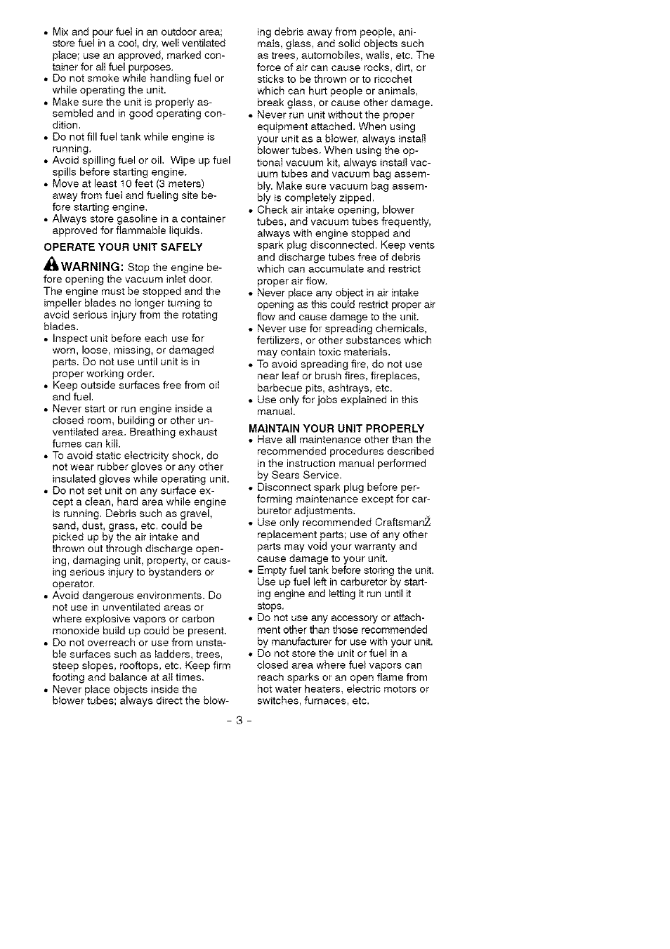 Warning | Craftsman 358.797310 User Manual | Page 3 / 13