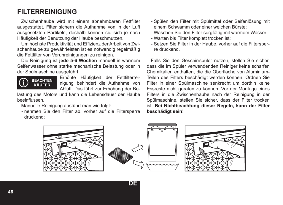 Filterreinigung | PYRAMIDA R 90 User Manual | Page 46 / 48