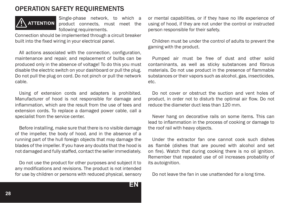 Is strictly prohibited, Operation safety requirements | PYRAMIDA KH 60 Rustico v.2 User Manual | Page 28 / 48